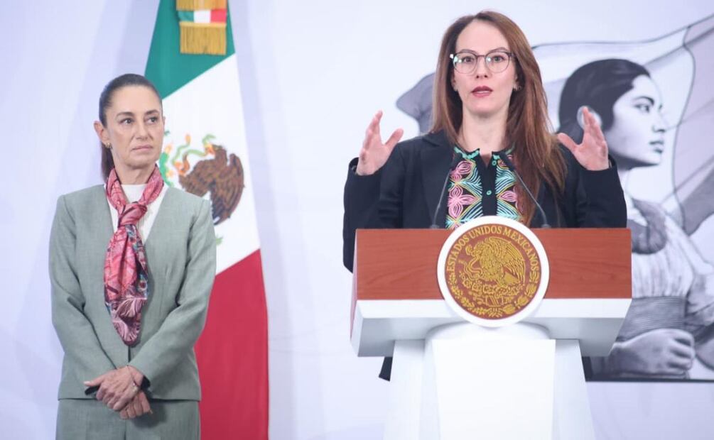 Gabriela Cuevas Barrón, coordinadora de los trabajos del gobierno federal para el Mundial 2026 durante la conferencia de prensa de la presidenta Claudia Sheinbaum (10/04/2026). Foto: Luis Camacho / EL UNIVERSAL
