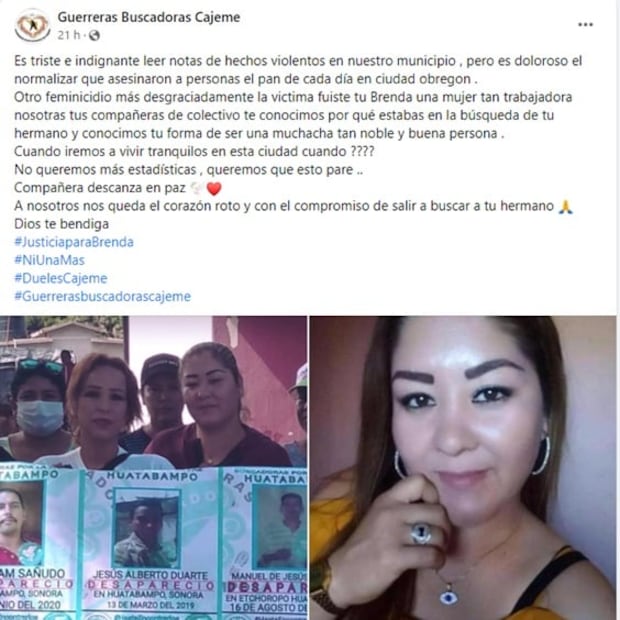 Feminicidio de Brenda Jazmín no está relacionado con su actividad como buscadora de desaparecidos: Fiscalía Sonora