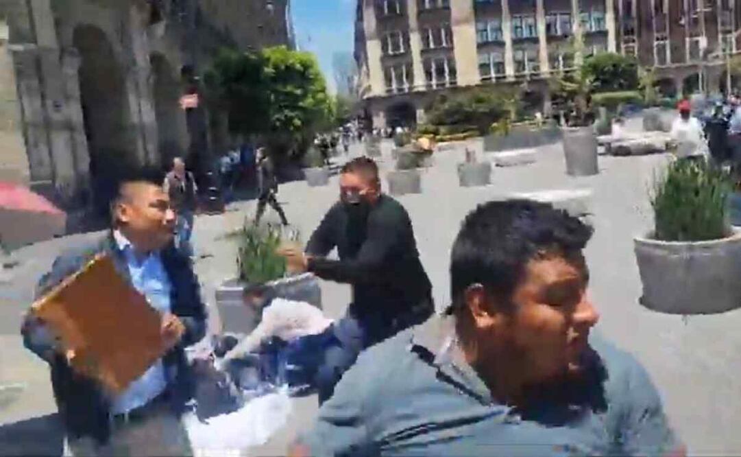 Riña entre manifestantes y transeúntes. Foto: Captura de pantalla