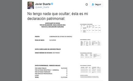 Javier Duarte publishes assets declaration