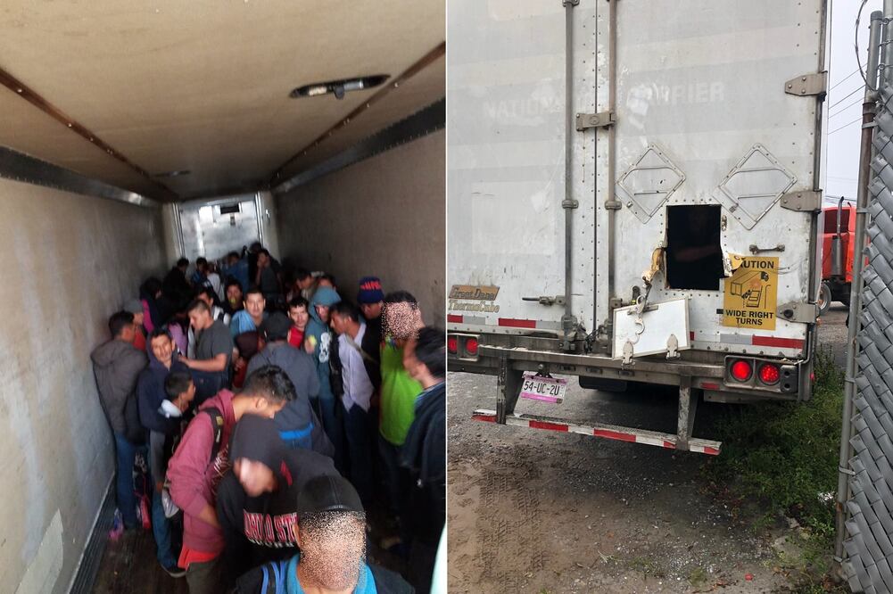 Los extranjeros viajaban en condiciones infrahumanas en la caja de un semirremolque. Fotos: Especiales