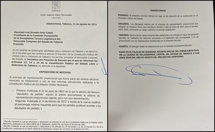 Gobernador de Tabasco propone reducir el número de legisladores plurinominales