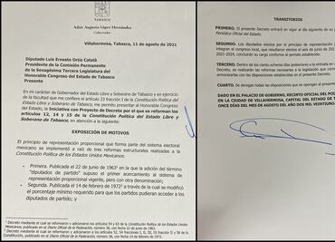 Gobernador de Tabasco propone reducir el número de legisladores plurinominales