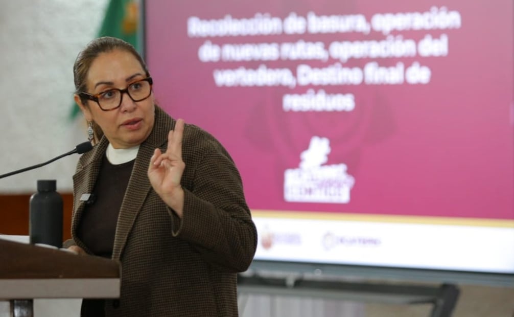 Azucena Cisneros destaca reducción de delitos en Ecatepec; atribuye resultados a estrategia federal.
Foto: Especial.