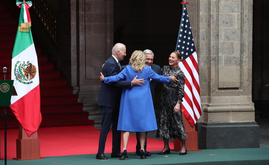 Reunión bilateral entre los presidentes Rea dé Mexico, AMLO y de EUA, Joseph Biden, junto con sus esposas, Beatriz Muller y Jill Biden, en el patio central de Palacio Nacional. Foto: Valente Rosas