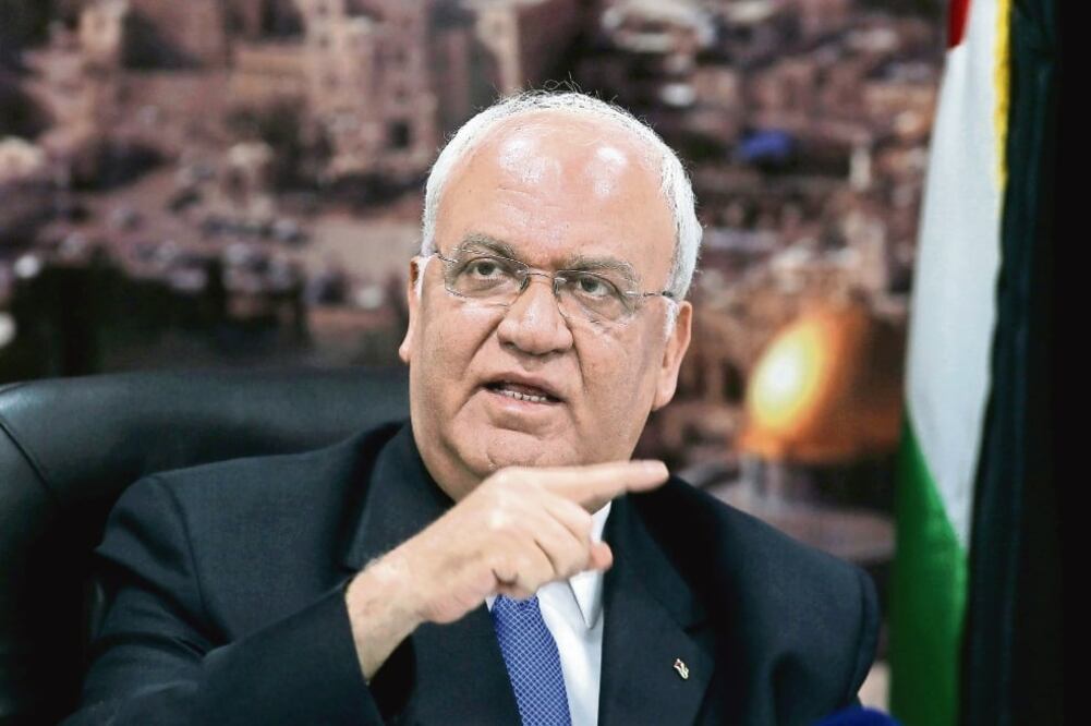 Supuesto sabotaje. Saeb Erekat, jefe negociador palestino, acusó a EU de intentar destruir el terreno moderado, de querer arrojarlos al caos y a la anarquía (AFP)