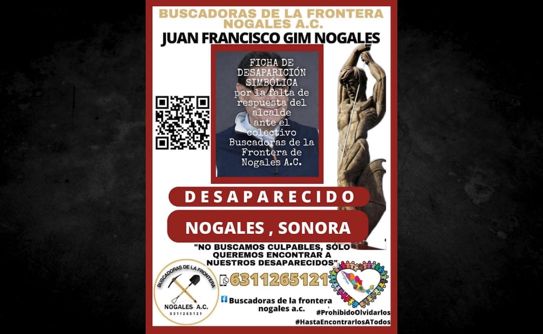 Buscadoras emiten ficha de búsqueda simbólica del alcalde de Nogales. Foto: Especial