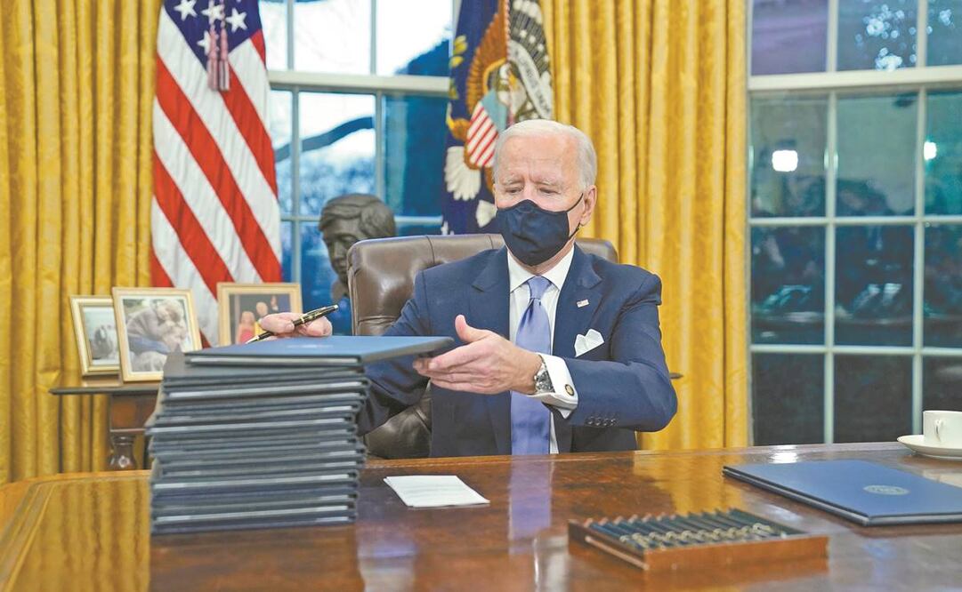 La agenda azul del nuevo presidente de EU es amplia, como se vio con las primeras decisiones ejecutivas que firmó. Foto: ARCHIVO EL UNIVERSAL