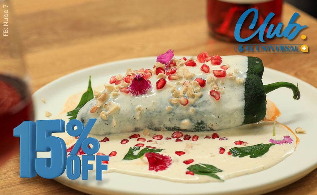 Club EL UNIVERSAL te ofrece un 15% de descuento para que degustes los mejores chiles en nogada. | Foto: Facebook Nube 7