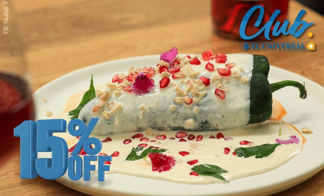 Club EL UNIVERSAL te ofrece un 15% de descuento para que degustes los mejores chiles en nogada. | Foto: Facebook Nube 7
