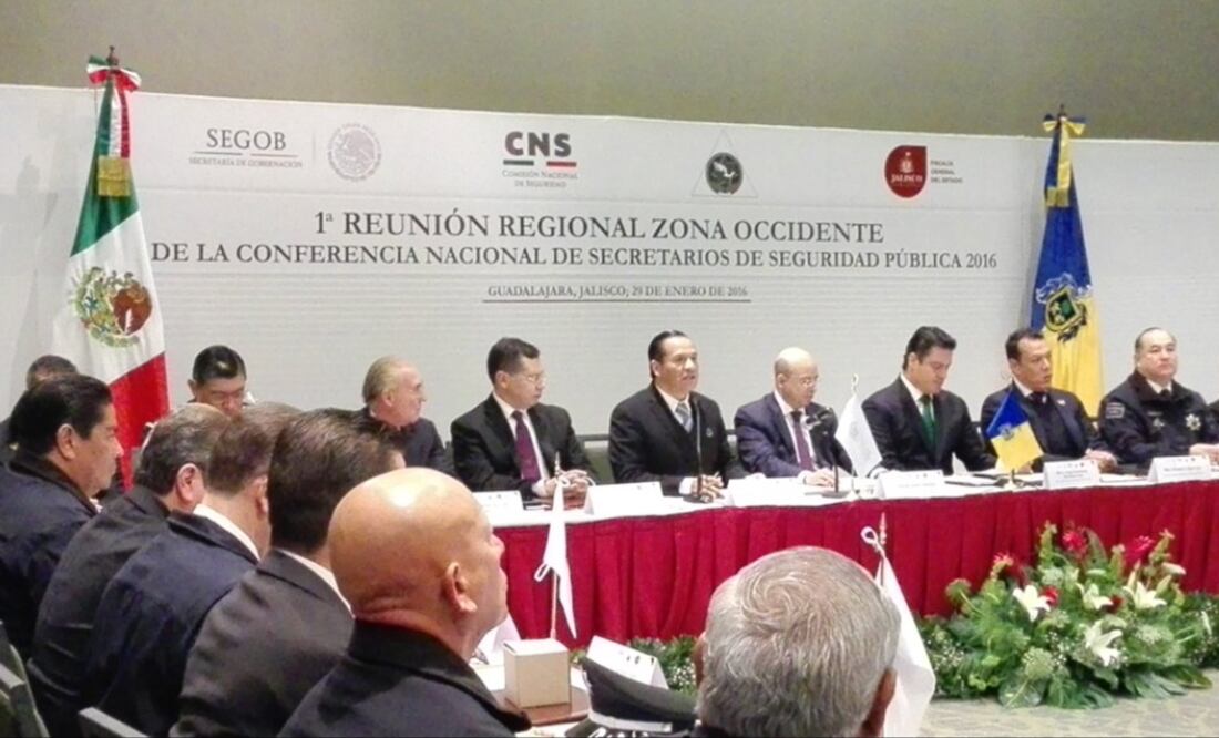 Primera Reunión Regional Zona Occidente de la Conferencia Nacional de Secretarios de Seguridad Pública en la que participan la CNS y la Policía Federal. Foto: Especial