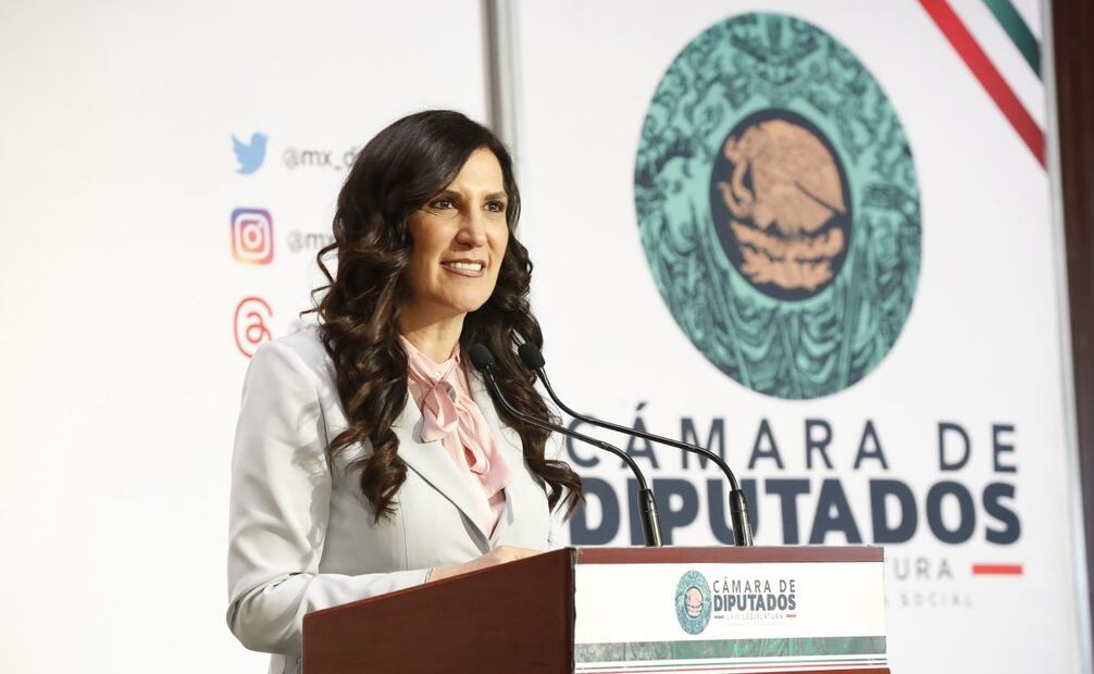 La presidenta de la Cámara de Diputados, Kenia López Rabadán, en conferencia de prensa desde San Lázaro este lunes 9 de febrero de 2026. Foto: Especial