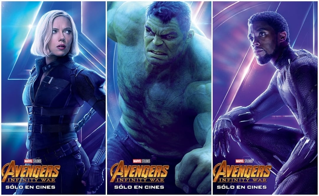 A unas semanas de su estreno, "Avengers: Infinity War" lanzó imágenes individuales de sus héroes. Arriba, "Viuda negra, Hulk y "Pantera Negra". 