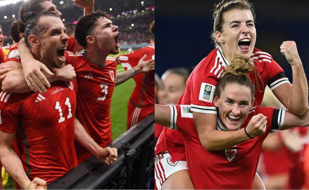 Gareth Bale y Rachel Rowe festejando con la Selección de Gales / Foto: Especiales