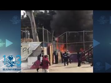 Se registra incendio en campamento de damnificados del Multifamiliar Tlalpan