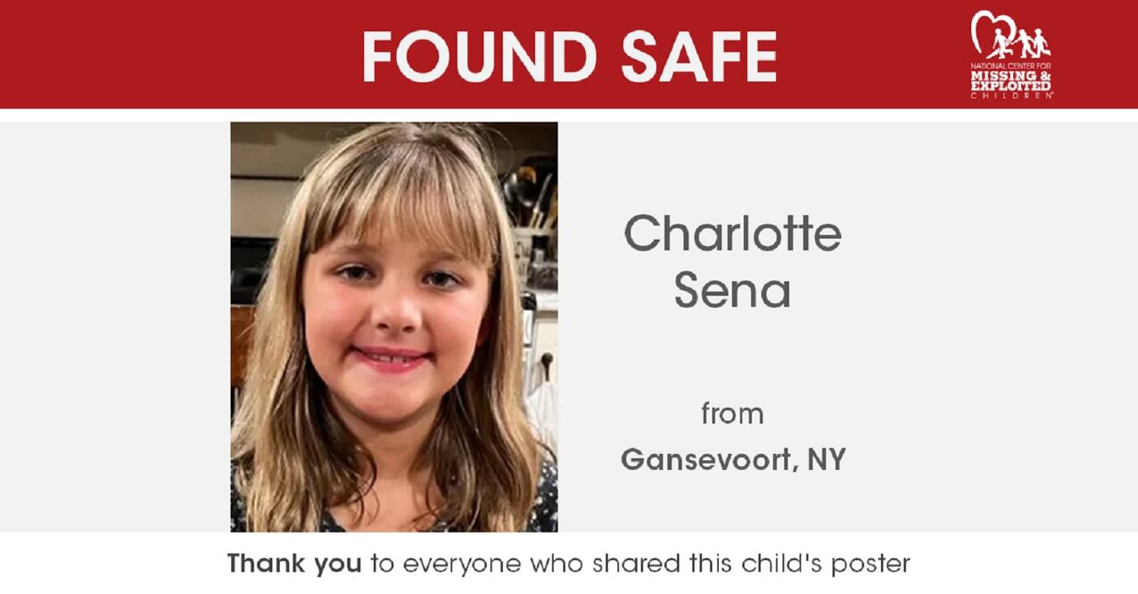 Charlotte Sena desapareció el sábado cuando estaba de campamento con sus padres. Este lunes 2 de octubre fue localizada. FOTO: POLICÍA DE NUEVA YORK