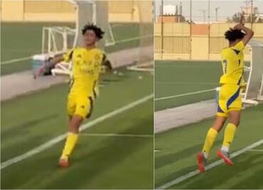 El golazo y épico festejo de Cristiano Junior con la Sub 15 del Al-Nassr; sigue los pasos de CR7