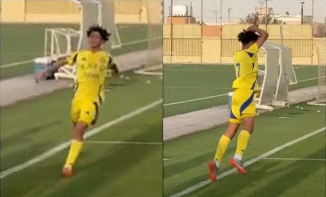 Cristiano Ronaldo Jr. celebró como su padre el golazo que hizo el fin de semana. FOTO: Captura de video