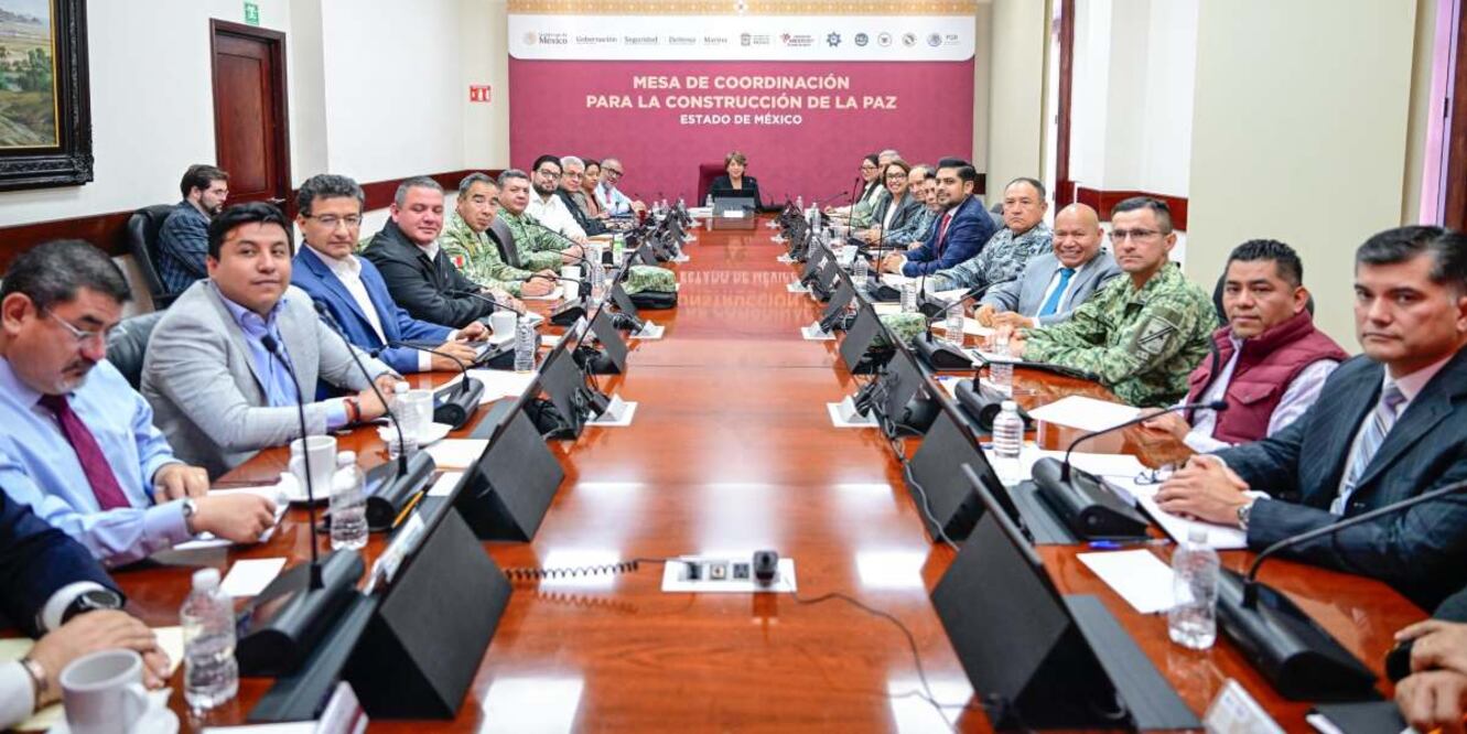 La Mesa de Coordinación para la Construcción de la Paz es encabezada por la Gobernadora del Estado de México (EDOMEX), Delfina Gómez. Foto: Especial