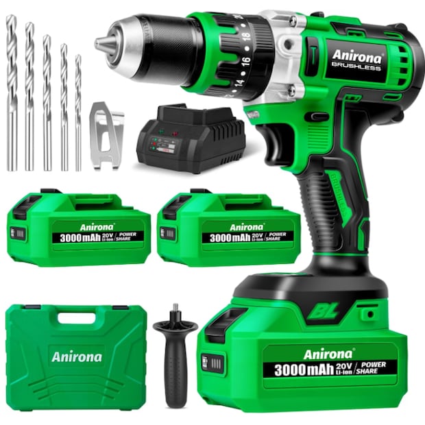 Taladro rotomartillo inalámbrico Anirona 20V con motor sin escobillas y kit completo para el hogar / Foto: Amazon México
