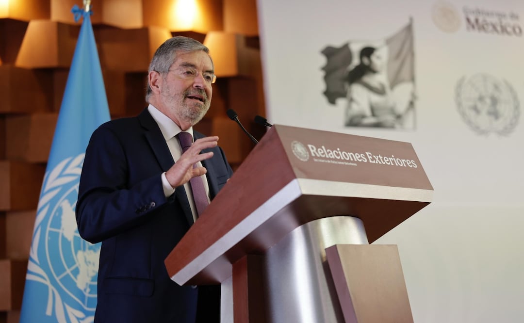 Juan Ramón de la Fuente, titular de la SRE durante su mensaje en la conmemoración del 80 aniversario de la ONU (24/10/2025). Foto: Especial