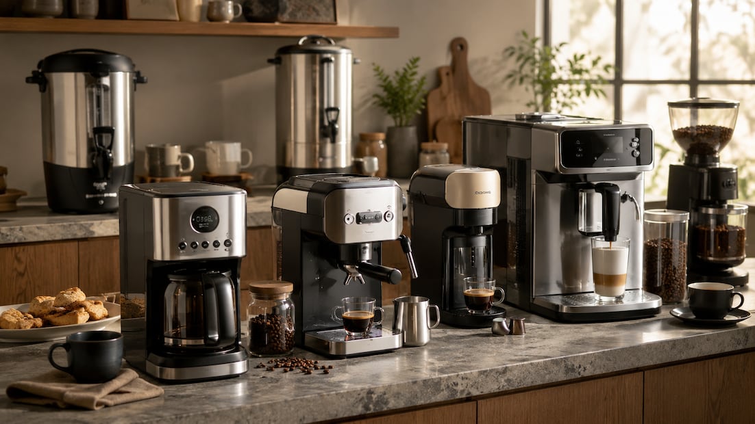 Cafeteras, accesorios y productos para café con descuentos en línea. Foto: Generada con IA
