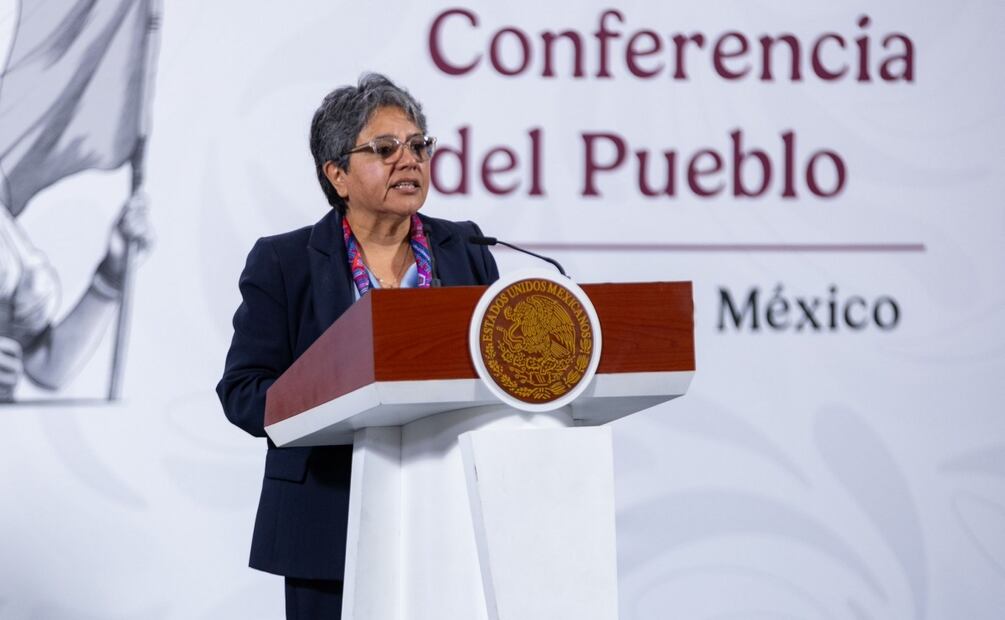 Raquel Buenrostro Sánchez, secretaria Anticorrupción y Buen Gobierno durante la mañanera de Sheinbaum este 24 de octubre (24/10/2025). Foto: Hugo Salvador / EL UNIVERSAL