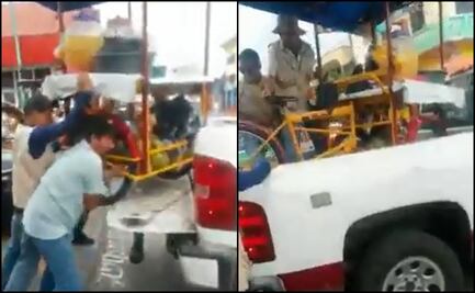 Inspectores agreden a vendedor para quitarle carrito de aguas frescas