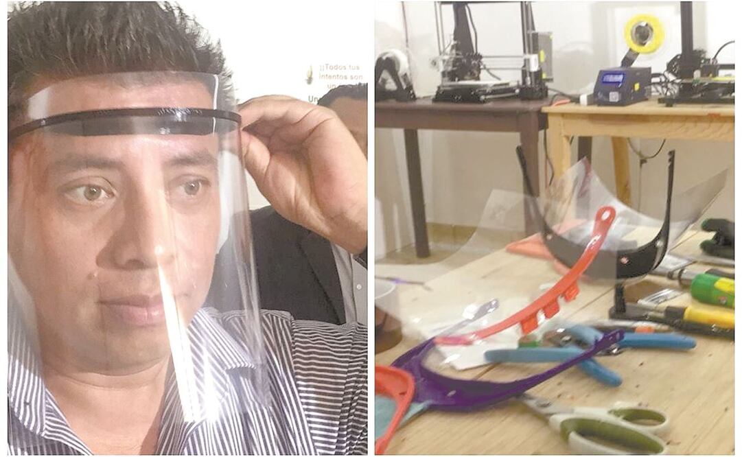 La careta es impresa con polímero biodegradable derivado del ácido láctico. Foto: FOTOS: ÓSCAR GUTIÉRREZ. EL UNIVERSAL