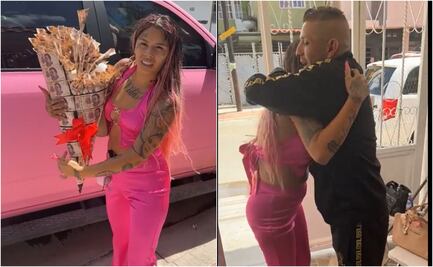 Influencer regala a su papá ramo "buchón" de billetes con un monto de 50 mil pesos