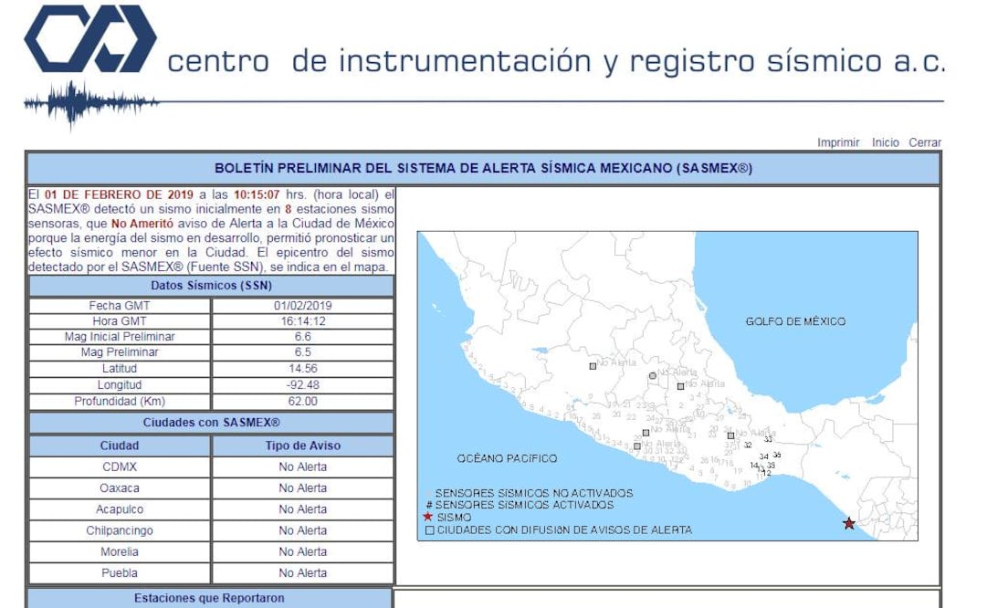 Sismo no ameritó activación de alerta sísmica