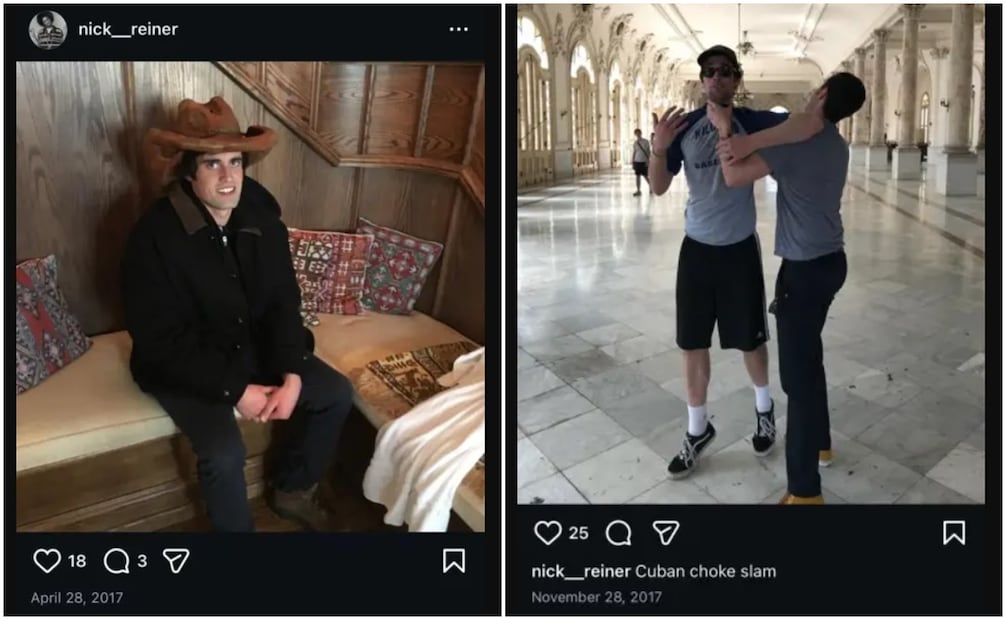 Publicaciones de la cuenta de Instagram de Nick Reiner.
Tomadas de Page Six.