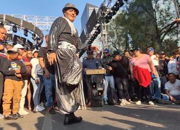 “A mí no me importa estar como estoy”; con una pierna, Valentín saca sus mejores pasos previo al show de Polymarchs en Paseo de la Reforma