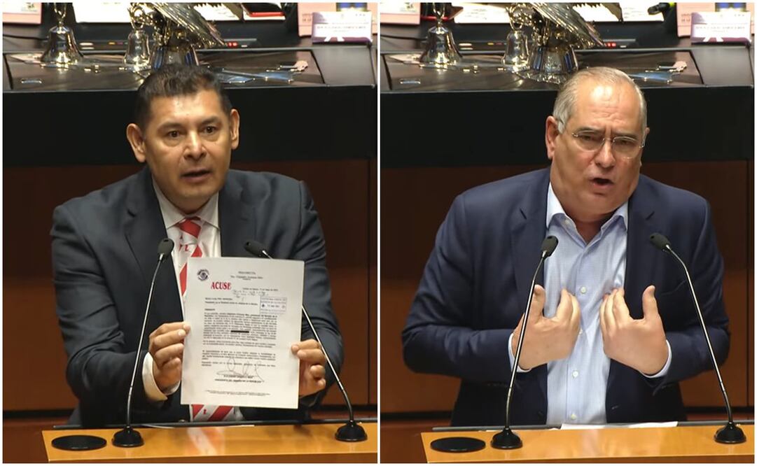 Discusión en el Senado por el Poder Judicial: presidente Alejandro Armenta y senador Julen Rementería. Foto: Captura Youtube Senado de la República