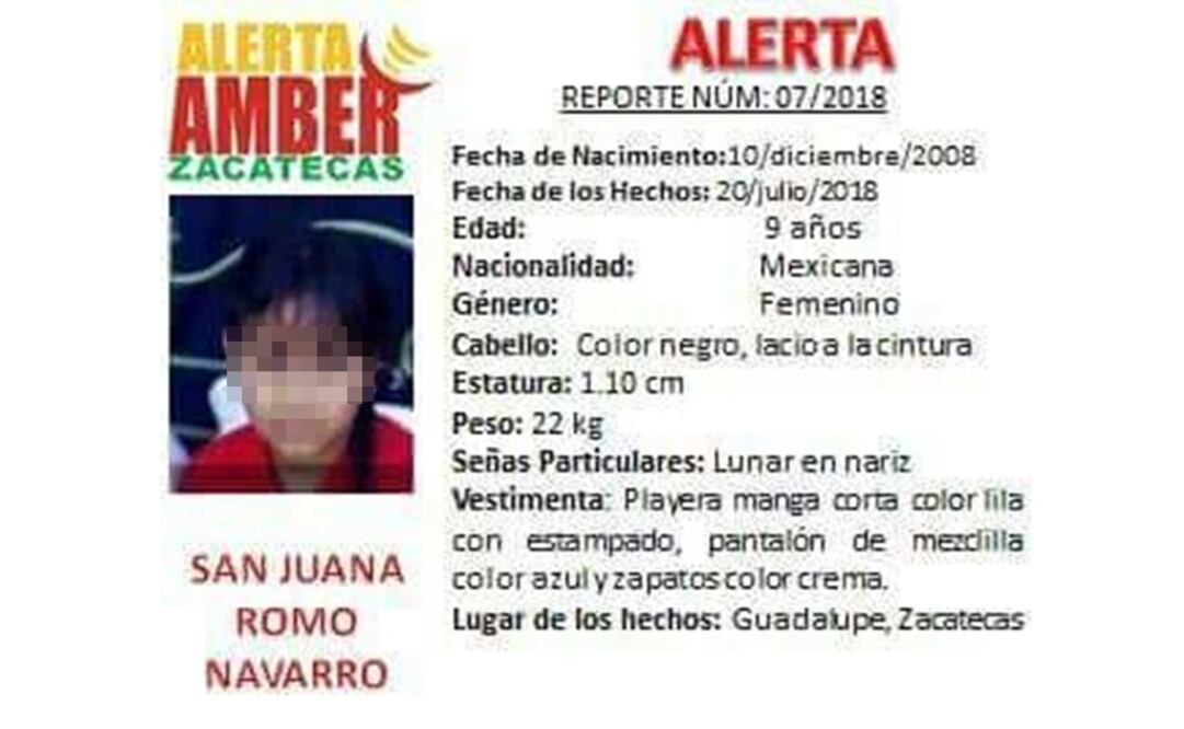 Alerta Amber con la que se buscaba a la menor. (FOTO: Especial)