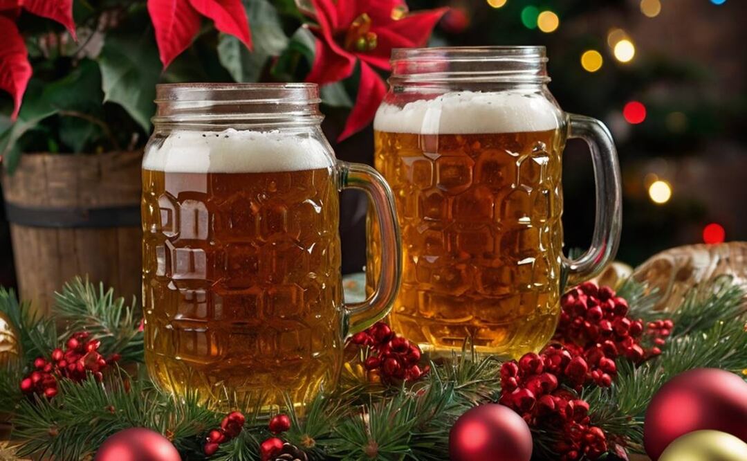 Cervezas artesanales para festejar navidad y año nuevo. Foto vía IA