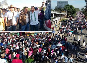 Integrantes de la CNTE marchan en Oaxaca