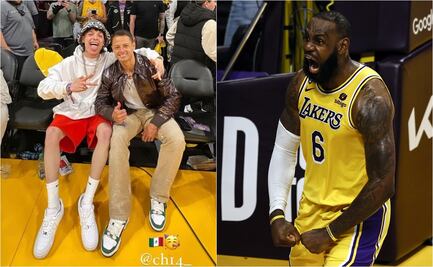 Peso Pluma y Chicharito disfrutan en primera fila del show de LeBron James