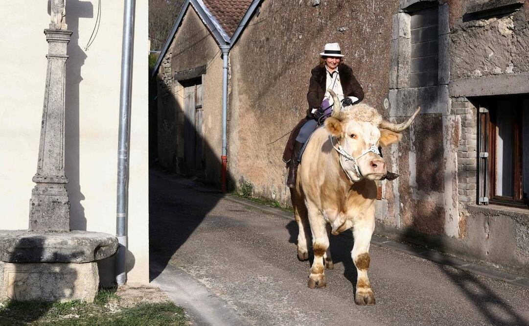 Sabine Rouas con Aston, en un pueblo al noreste de Francia. Foto: AFP