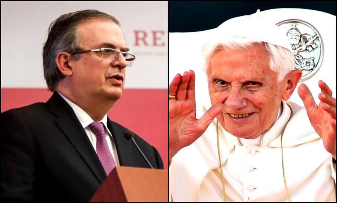 Marcelo Ebrard y Benedicto XVI. Foto: especial