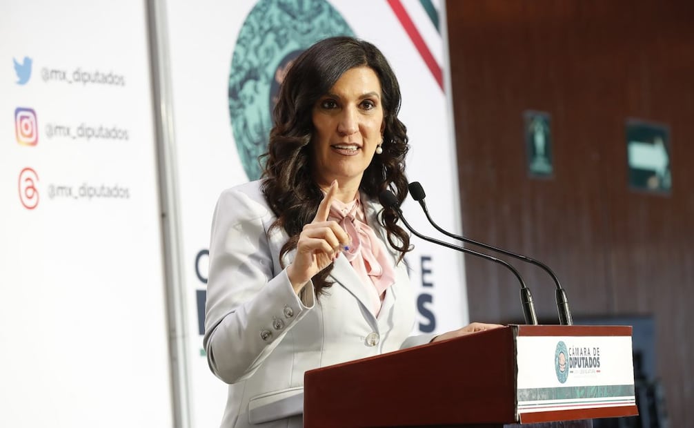 La presidenta de la Cámara de Diputados, Kenia López Rabadán, en conferencia de prensa desde San Lázaro este lunes 9 de febrero de 2026. Foto: Especial