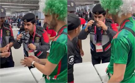 Descubren a fan mexicano en el estadio, con una cantimplora en forma de binoculares