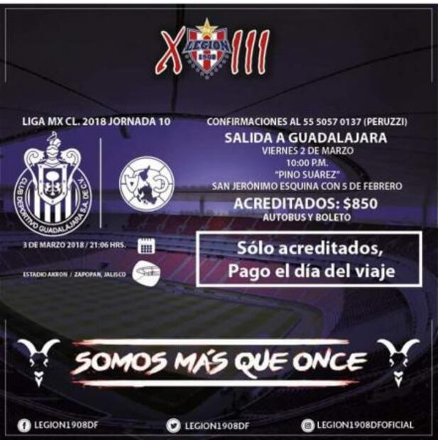 Barras de Chivas y América ofrecen viajes para el Clásico Nacional