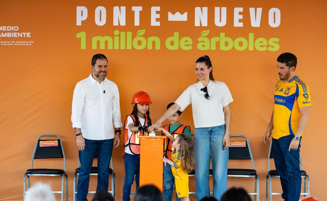 Samuel García y su esposa encabezan evento “Ponte Nuevo: 1 Millón de Árboles”. Foto: Gobierno de Nuevo León