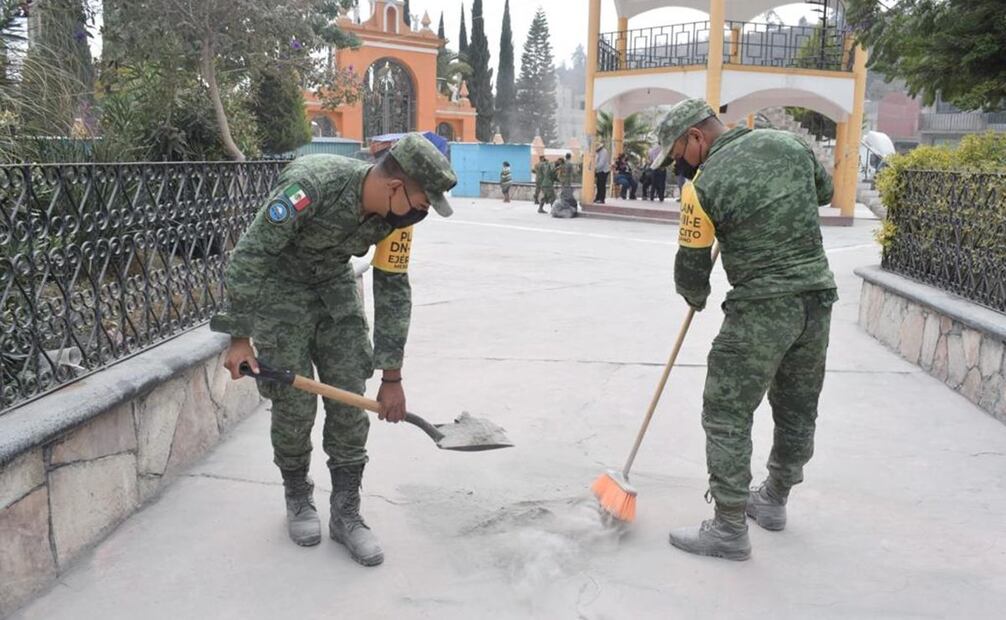 Sedena realiza actividades de prevención en las zonas aledañas al volcán ante riesgo de erupción. Foto: Cortesía Sedena