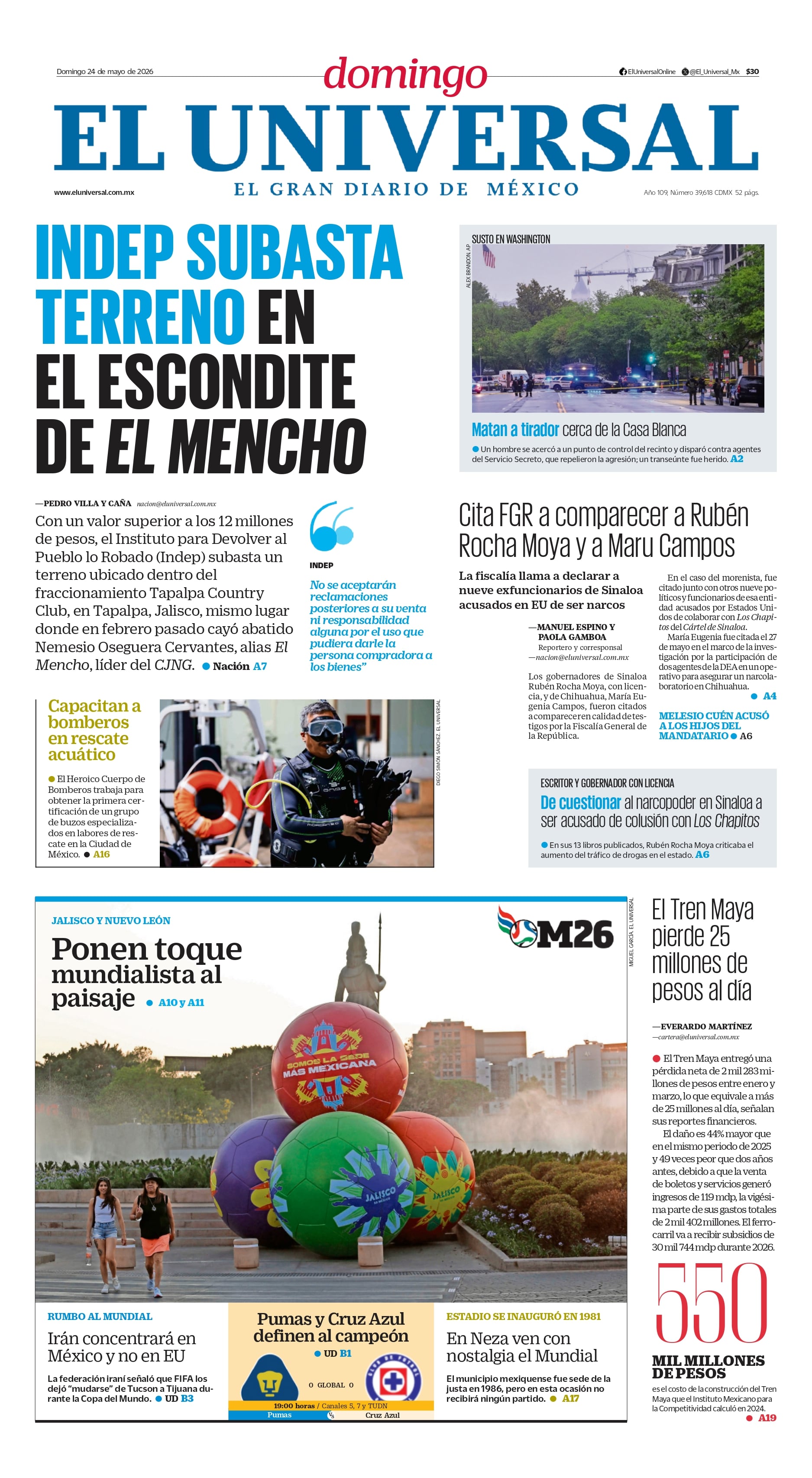 Portada impresa del 24 de mayo de 2026