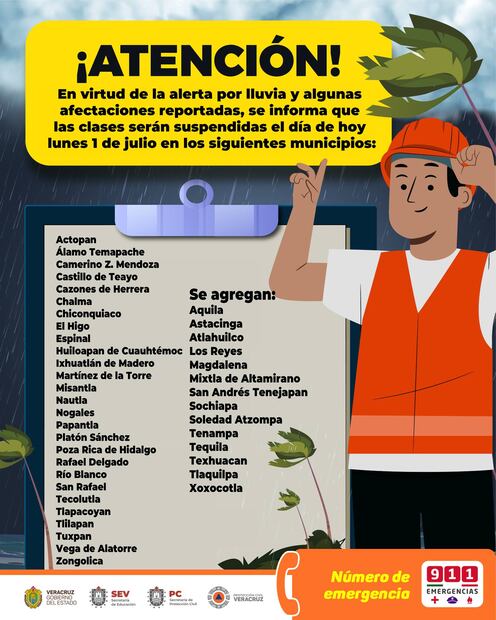 Suspensión de clases en Veracruz. Foto: Especial