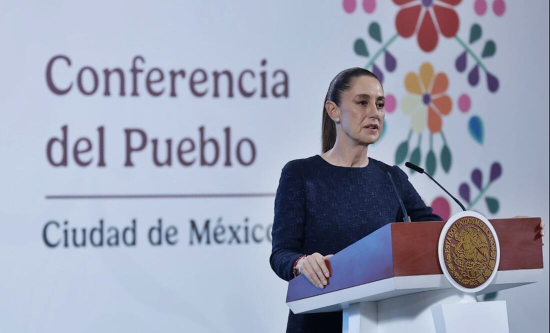 La presidenta Claudia Sheinbaum durante la mañanera del 18 de julio de 2025. Foto: Fernanda Rojas/EL UNIVERSAL