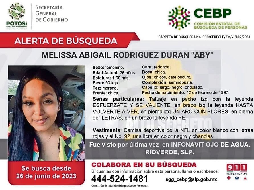 Melissa desapareció el 26 de junio; sus restos fueron encontrados en la carretera a Villa Juárez. Foto: Especial