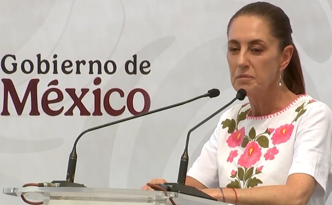 La presidenta de México, Claudia Sheinbaum, durante la presentación del Plan de Justicia del Pueblo Yaqui, en Sonora. Foto: Captura de pantalla X @Claudiashein